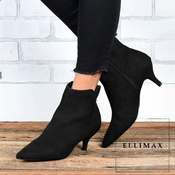 BAMBOO Shoes - SZ 8 Pointed Toe Kitten Heel Ankle Booties Boots